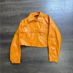 Forever 21 Bright Orange Leather Jacket